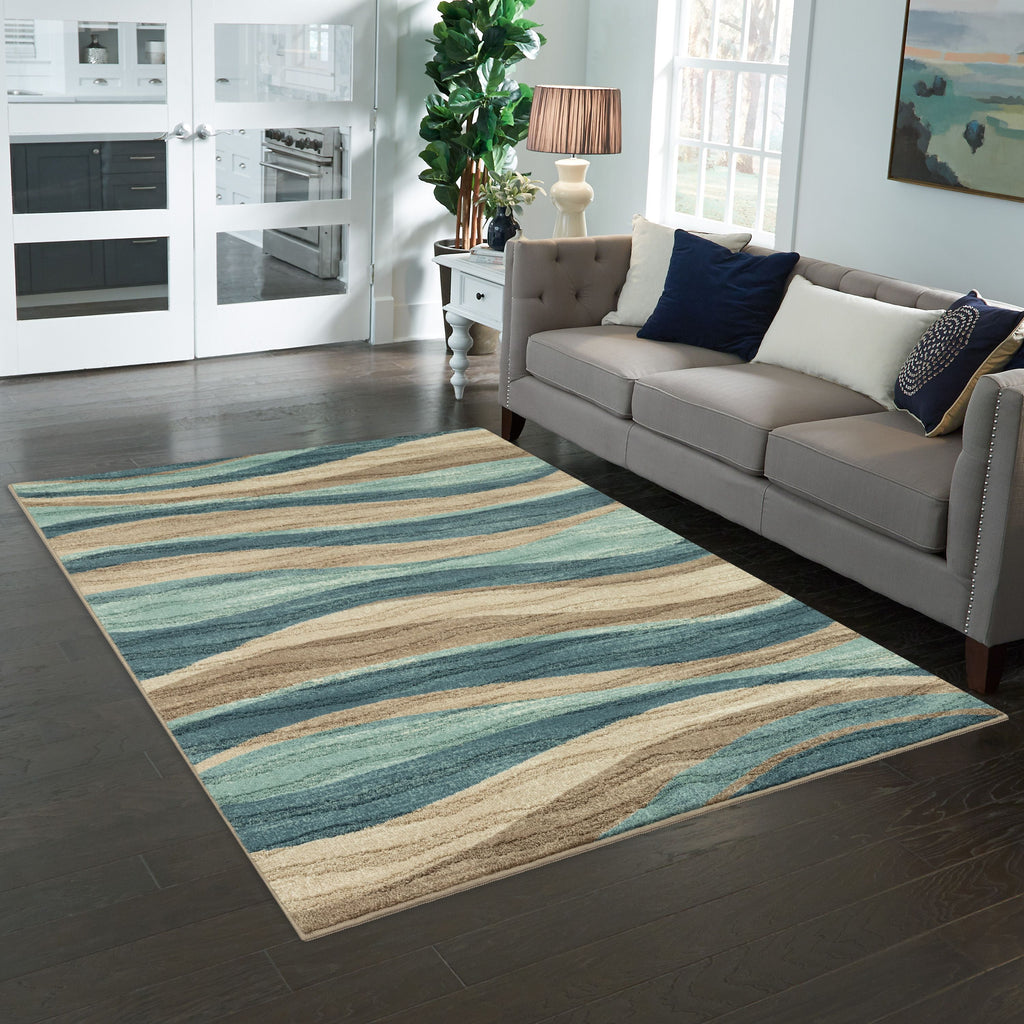 Velmora™ Blue Brown Waves Indoor Area Rug, 7 ft x 10 ft