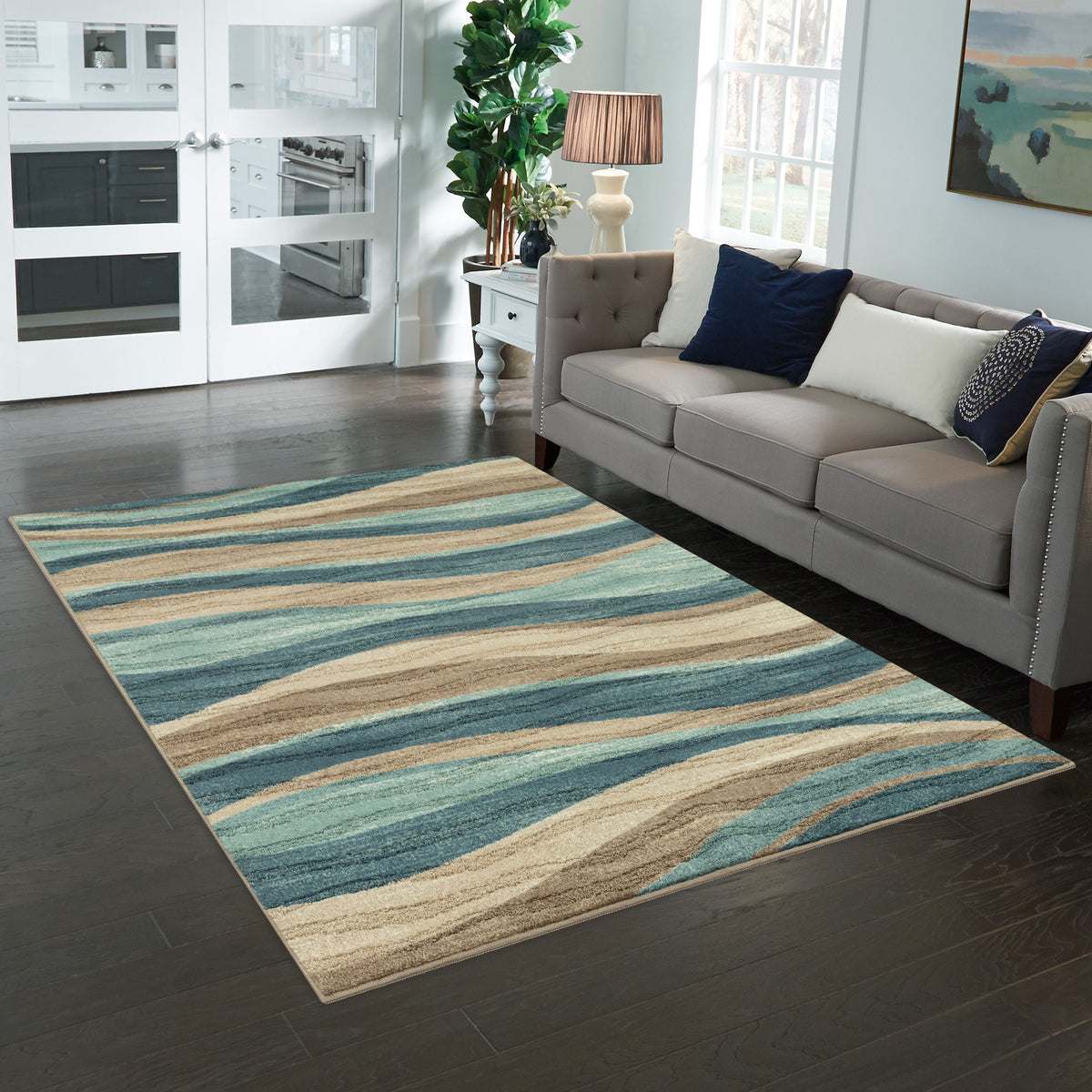 Velmora™ Blue Brown Waves Indoor Area Rug, 7 ft x 10 ft