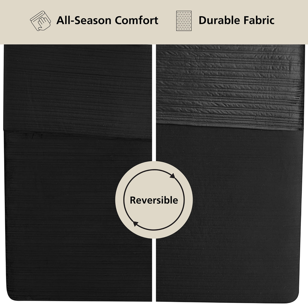 Velmora™ Velvet Stripe Quilt, King, Black