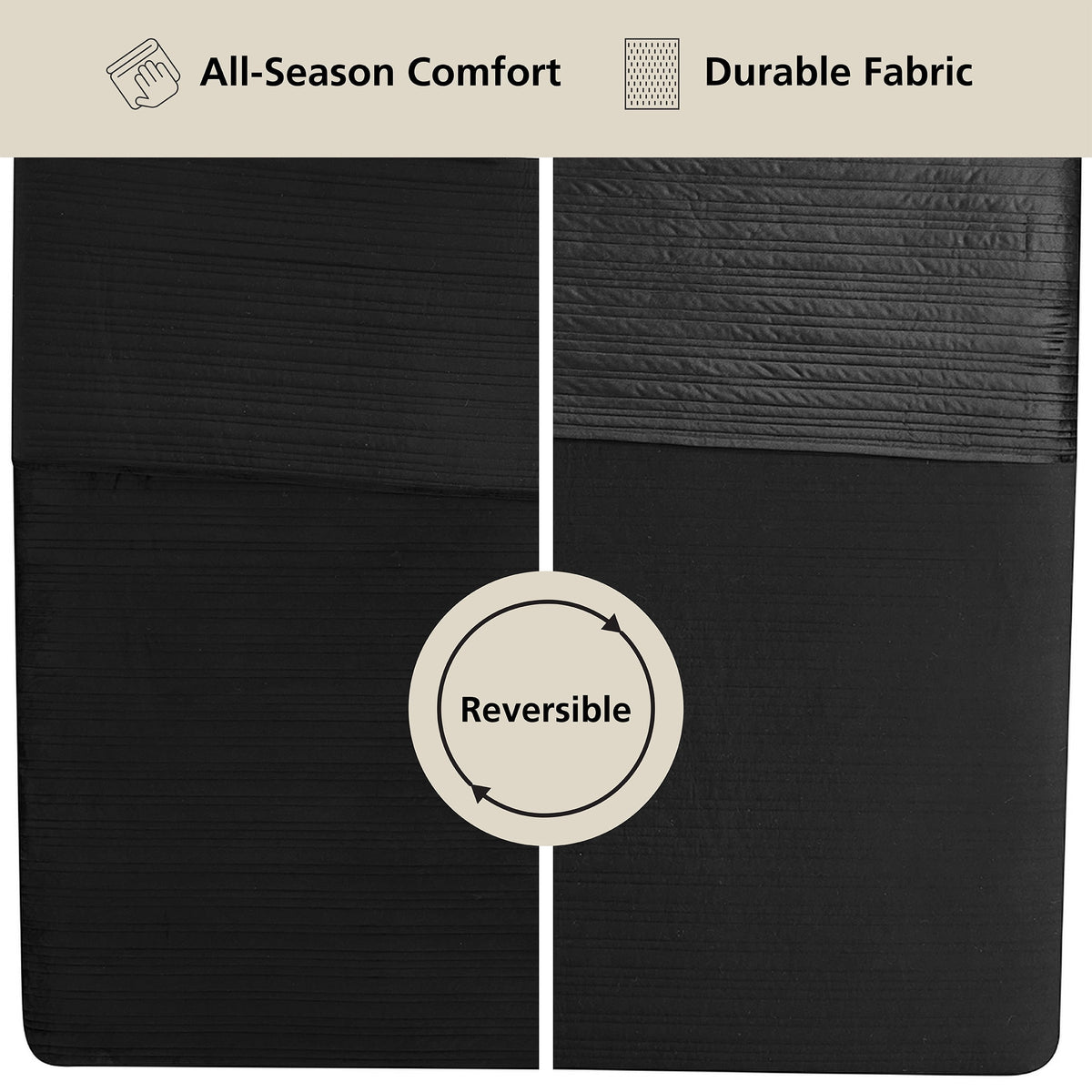 Velmora™ Velvet Stripe Quilt, King, Black