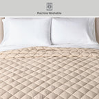 Velmora™ Papyrus Beige Diamond Cotton Gauze Quilt, King - Breathable Cotton Bedding