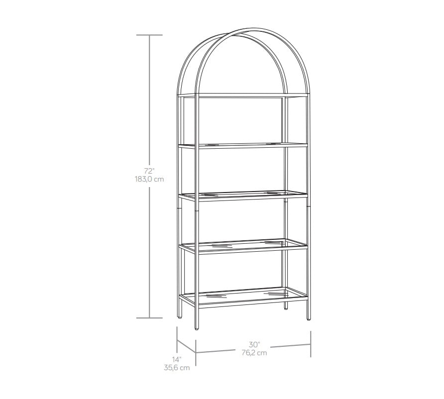 Velmora™ Nola Arch Bookcase, Gold Finish