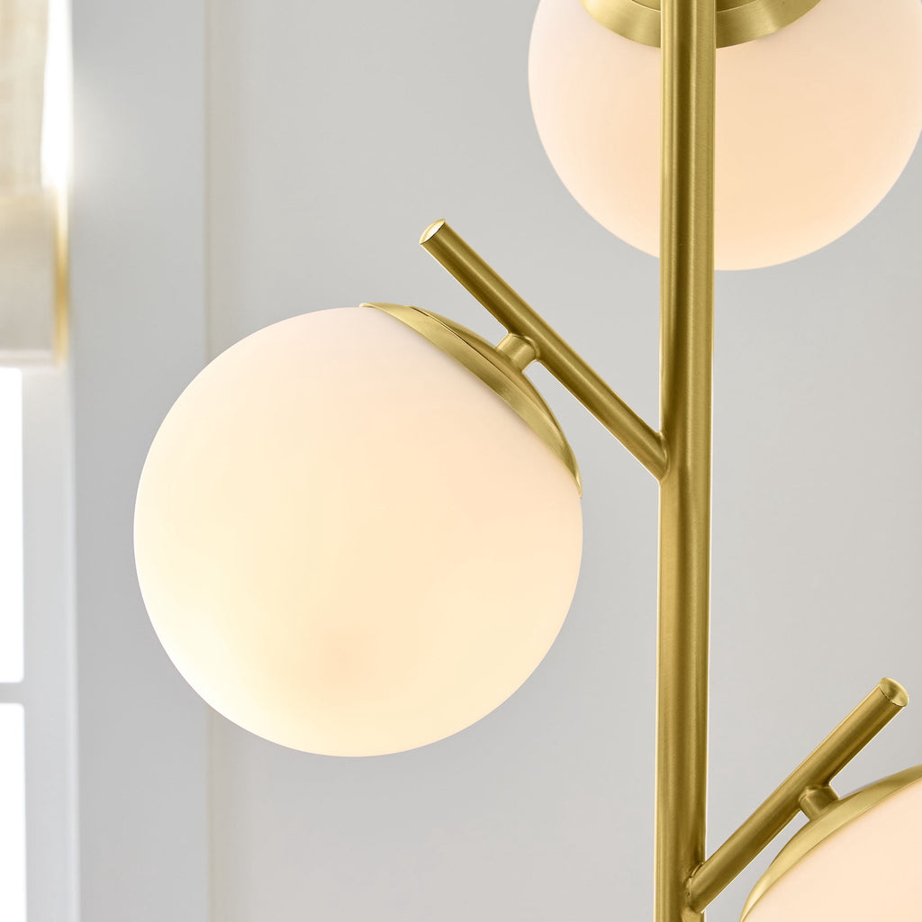 Velmora™ 3-Globe Freestanding Floor Lamp, 65 in, Frosted Glass Shades, Foot Switch