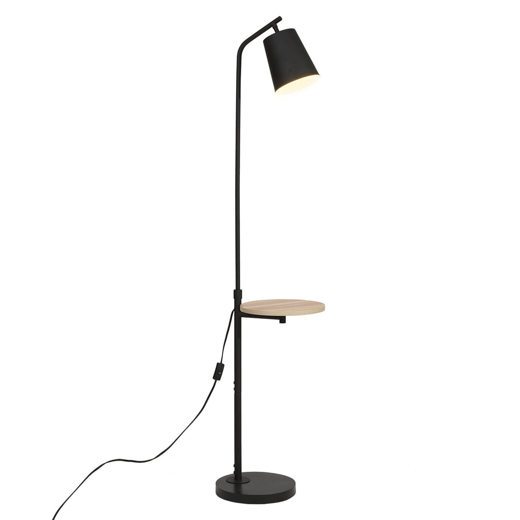 Velmora™ 65" Modern Adjustable Head Matte Black Floor Lamp with Black Conical
