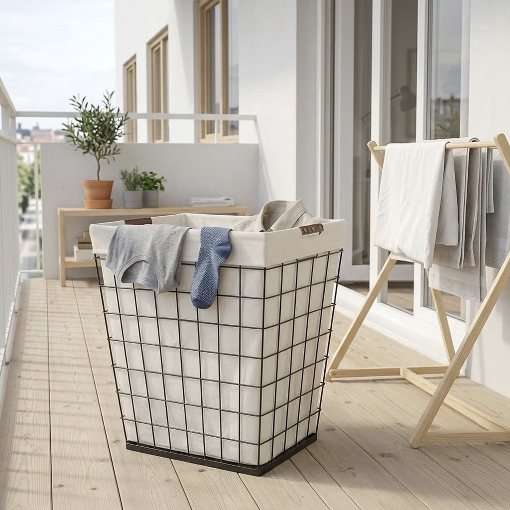 Velmora™ 75L Rectangular Steel Wire Laundry Hamper with Removable Liner, Natural, Adult