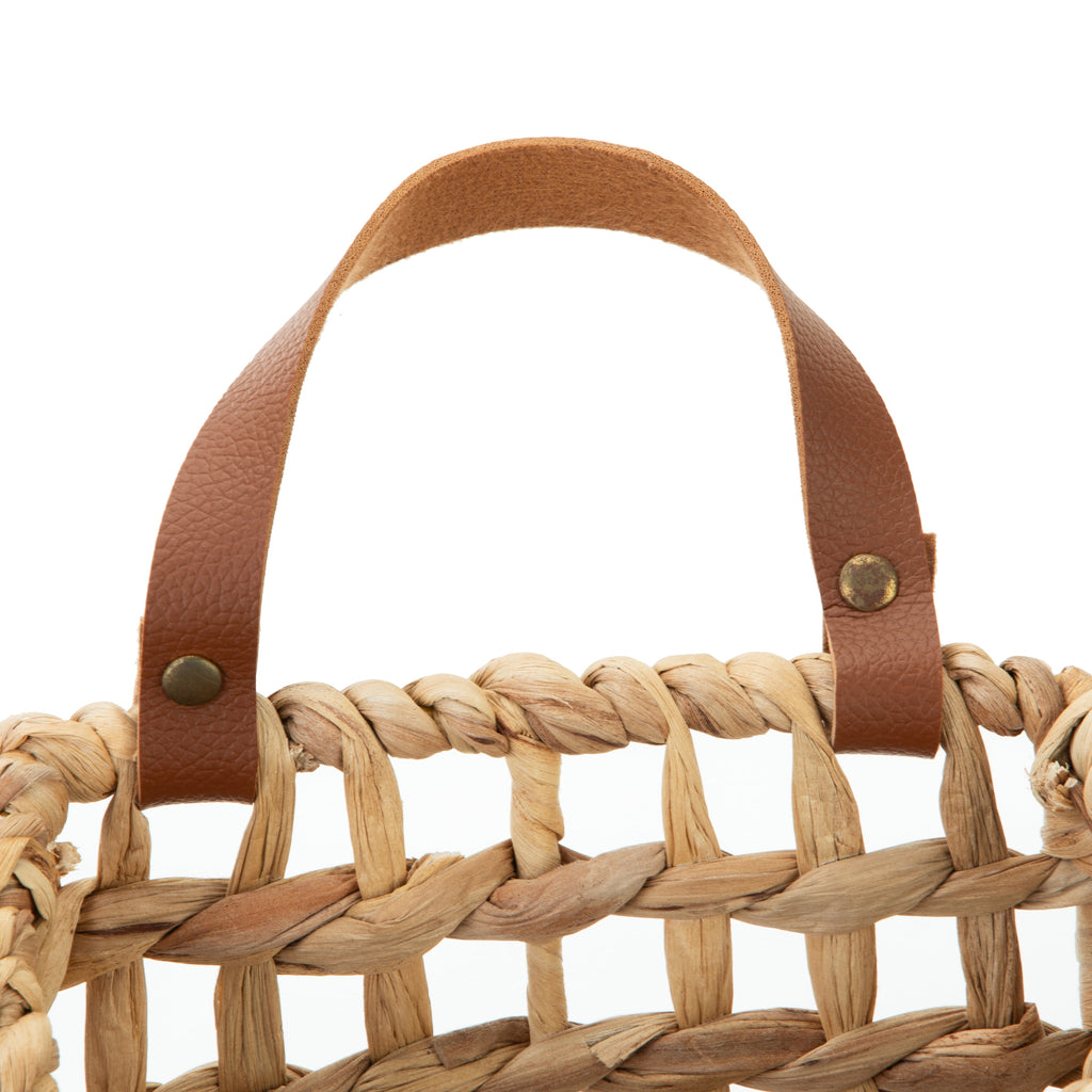 Velmora™ (2 pack) Water Hyacinth Hanging Basket with Faux Leather Strap