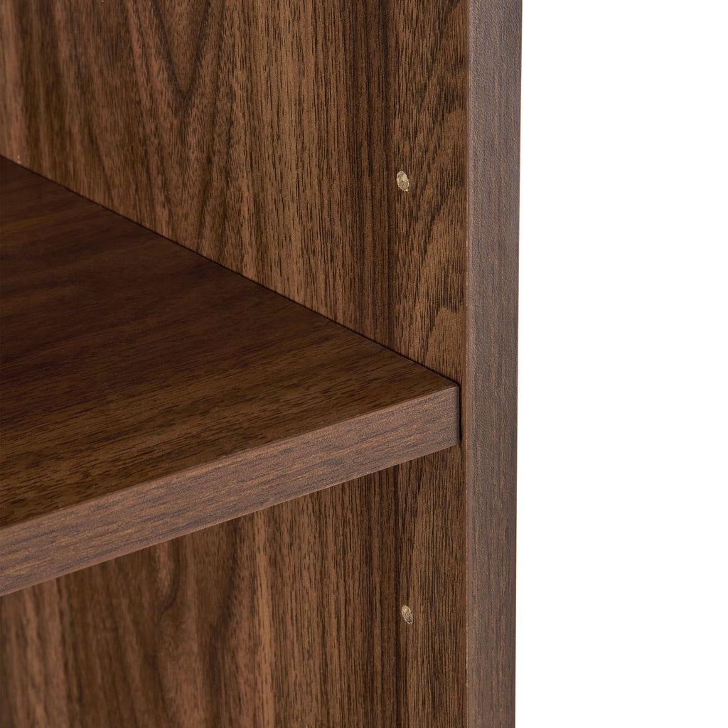 Velmora™ Lillian Fluted Bookcase with Doors and Storage, Walnut Finish