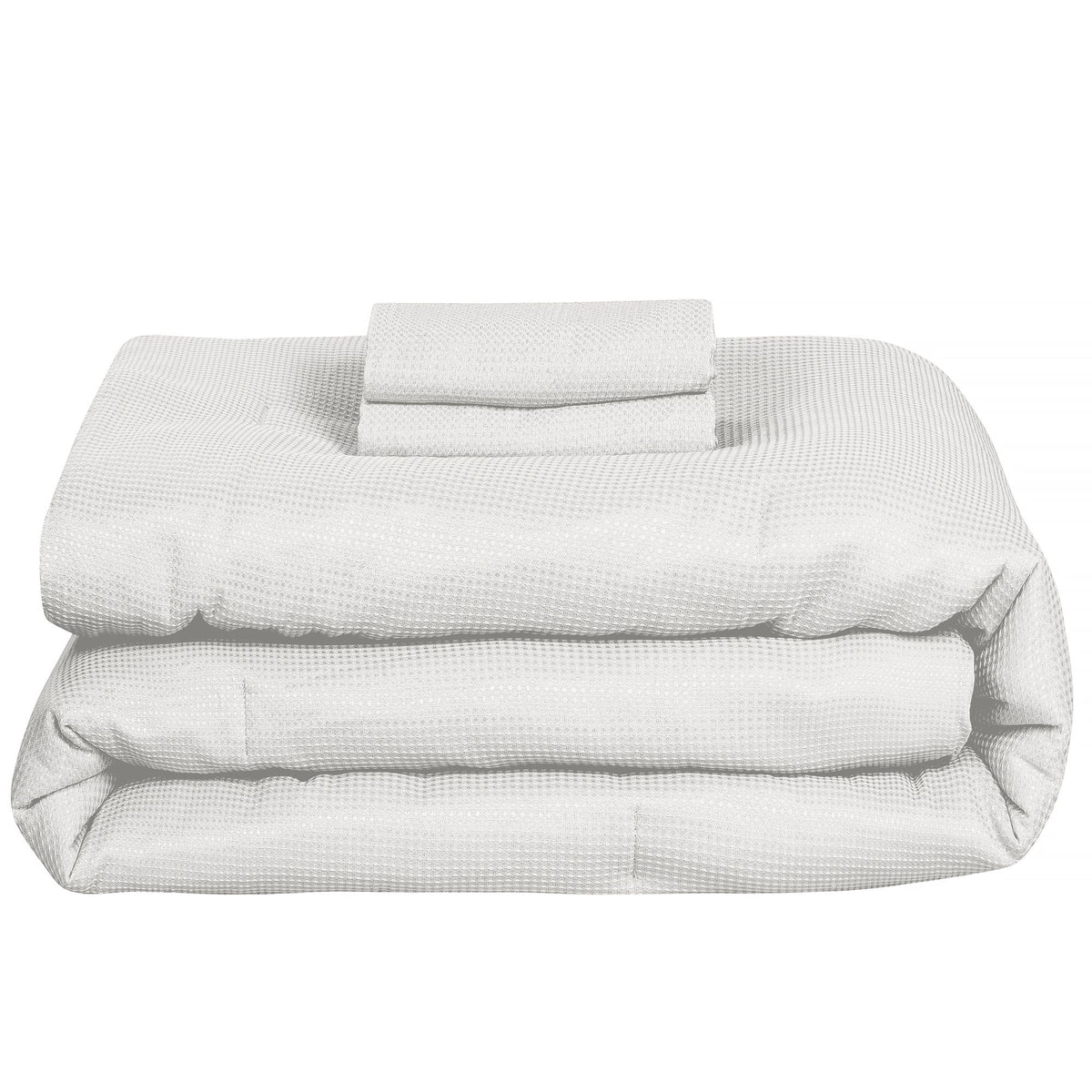 Velmora™ 3-Piece Waffle Comforter Set with Matching Shams, Full/Queen, Vanilla Dream