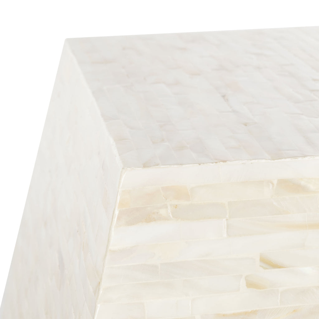 Velmora™ Lea Glam Mosaic Geometric Side Table, Light Beige/Multi
