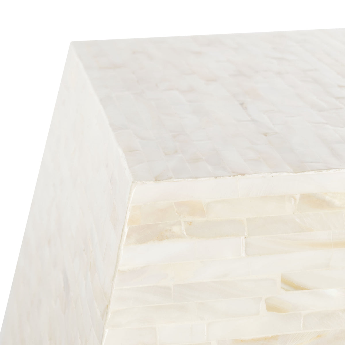 Velmora™ Lea Glam Mosaic Geometric Side Table, Light Beige/Multi