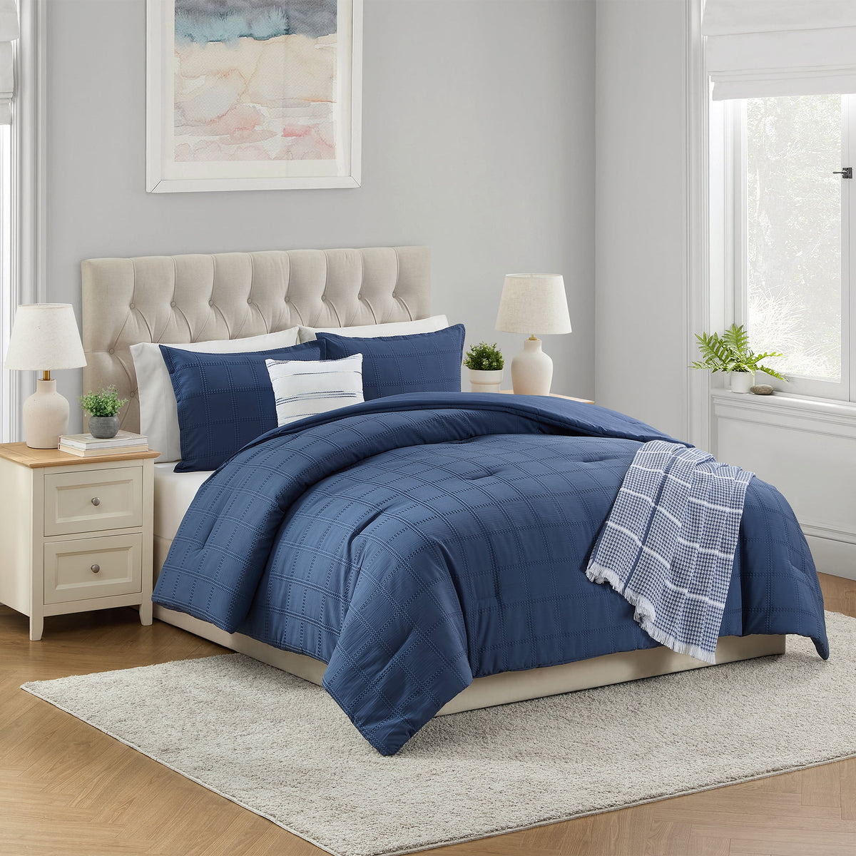 Velmora™ 5-Piece Jacquard Comforter Set with Decor Pillow and Throw Sage Green Floral Bedding Set, Full/Queen