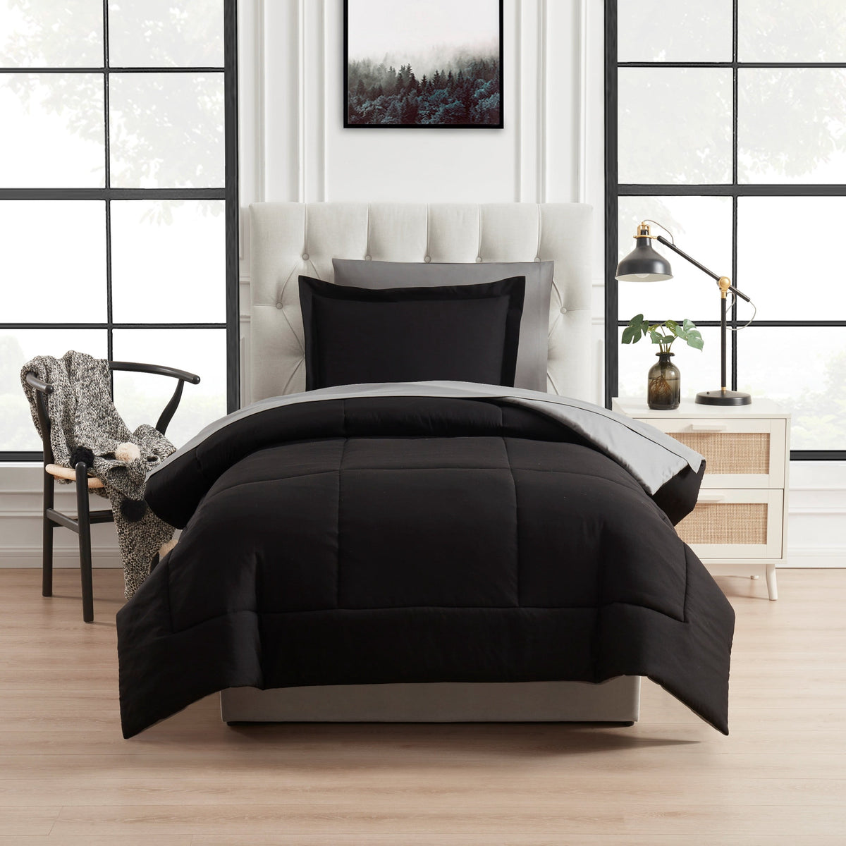 Velmora™ Reversible 7-Piece Bed-in-a-Bag Bedding Set, Queen, Navy