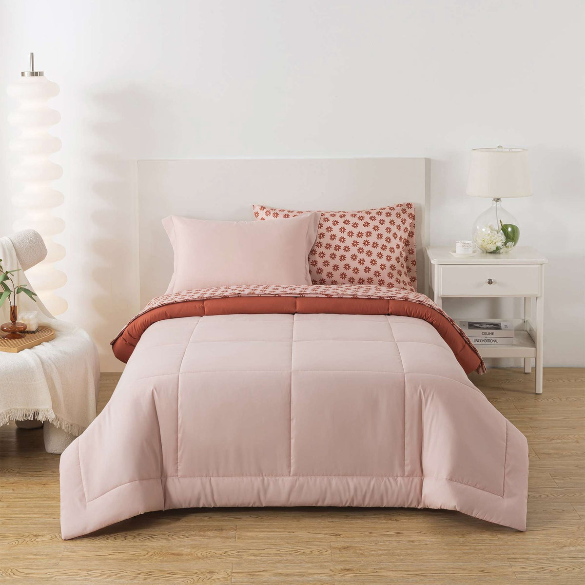 Velmora™ Bed in a Bag Bedding Set, 7 Piece, King, Beige Stripe