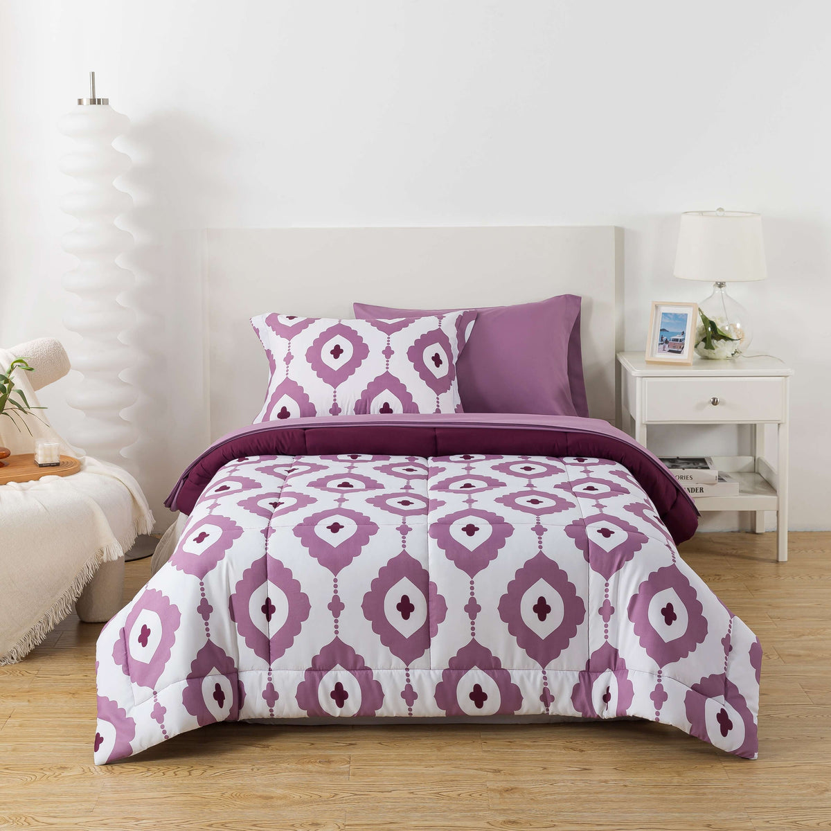 Velmora™ Reversible 7-Piece Bed-in-a-Bag Bedding Set, Queen, Navy