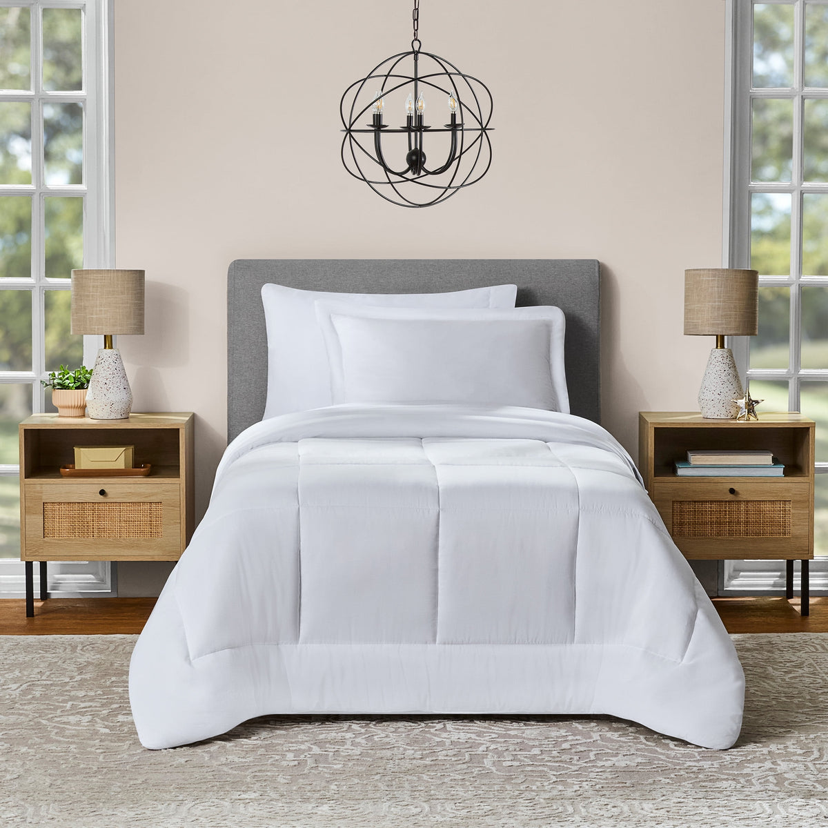 Velmora™ Bed in a Bag Bedding Set, 7 Piece, King, Beige Stripe