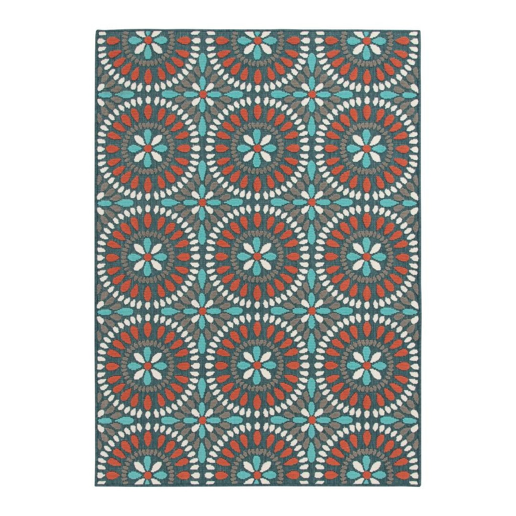 Velmora™ 5 ft x 7 ft Polypropylene Outdoor Area Rug, Multi Medallion