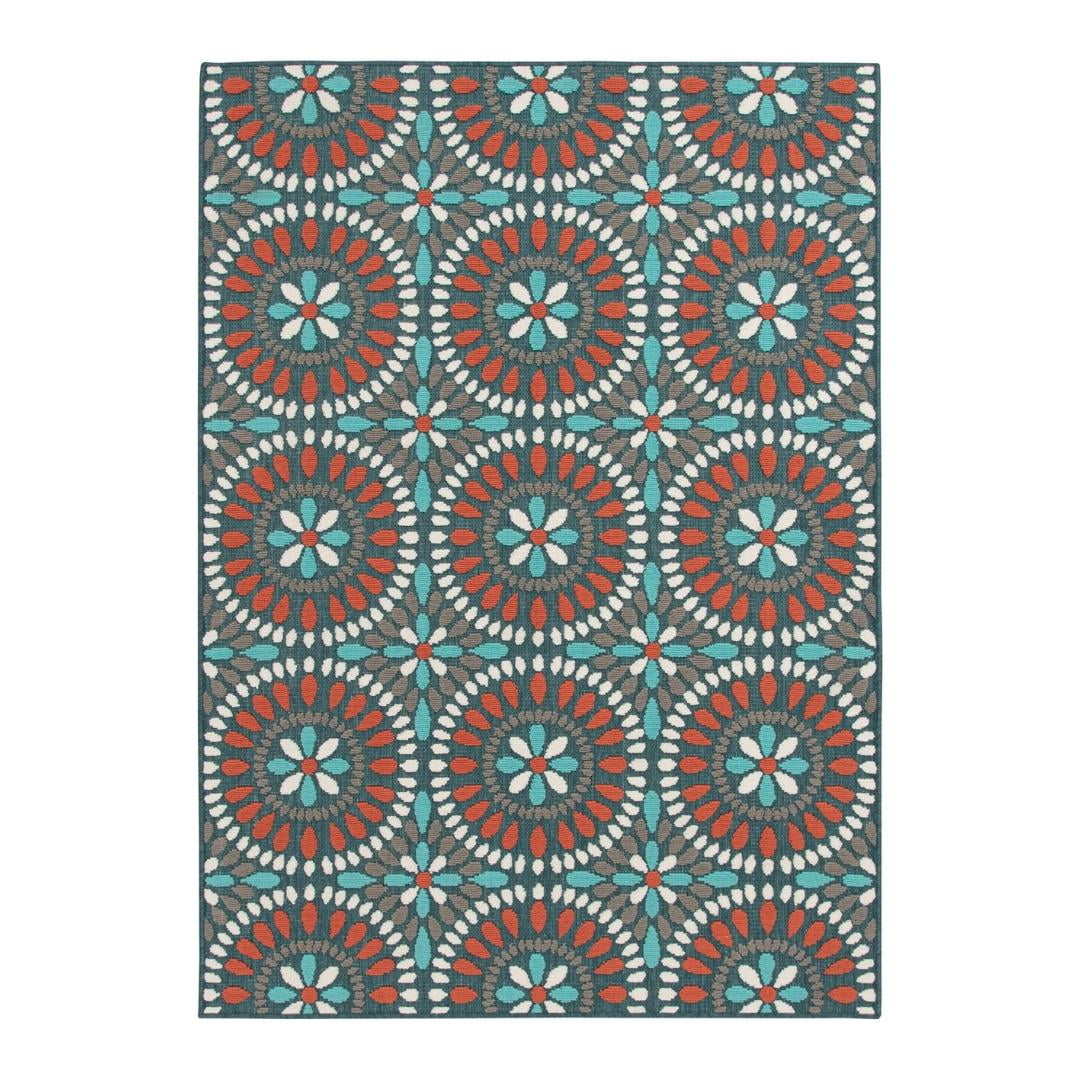 Velmora™ 5 ft x 7 ft Polypropylene Outdoor Area Rug, Multi Medallion
