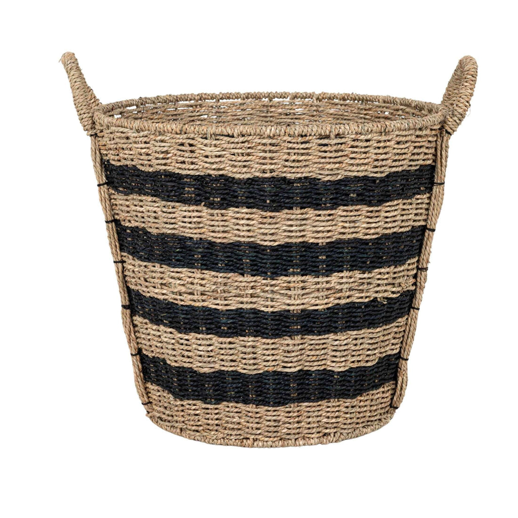Velmora™ Extra Large Striped Seagrass Decorative Storage Basket with Handles, 17 in x 18 in