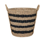 Velmora™ Extra Large Striped Seagrass Decorative Storage Basket with Handles, 17 in x 18 in