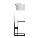 Velmora™ 54" Matte Black Metal Floor Lamp with Faux Wood Table and Magazine Rack