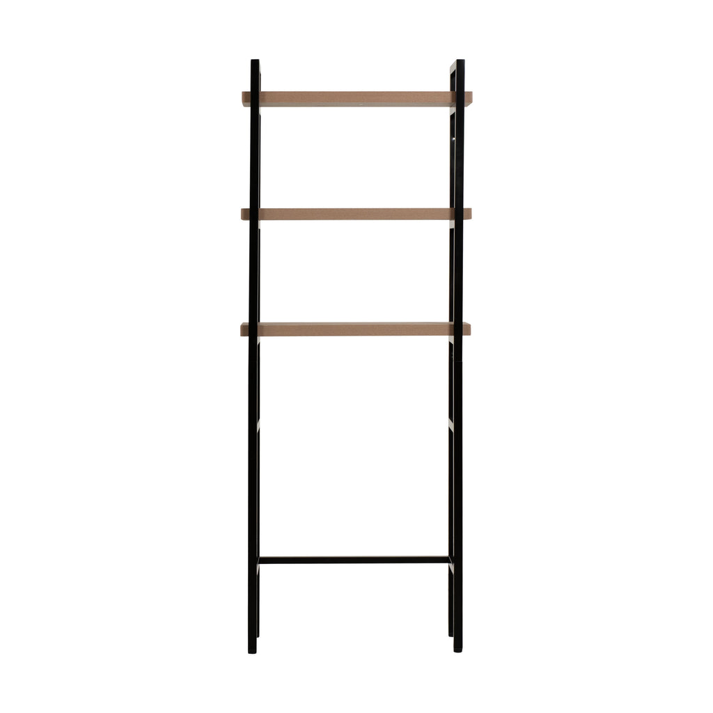 Velmora™ Jace 3-Shelf over-the-Toilet Storage Shelf with Black Frame and Oak Shelves