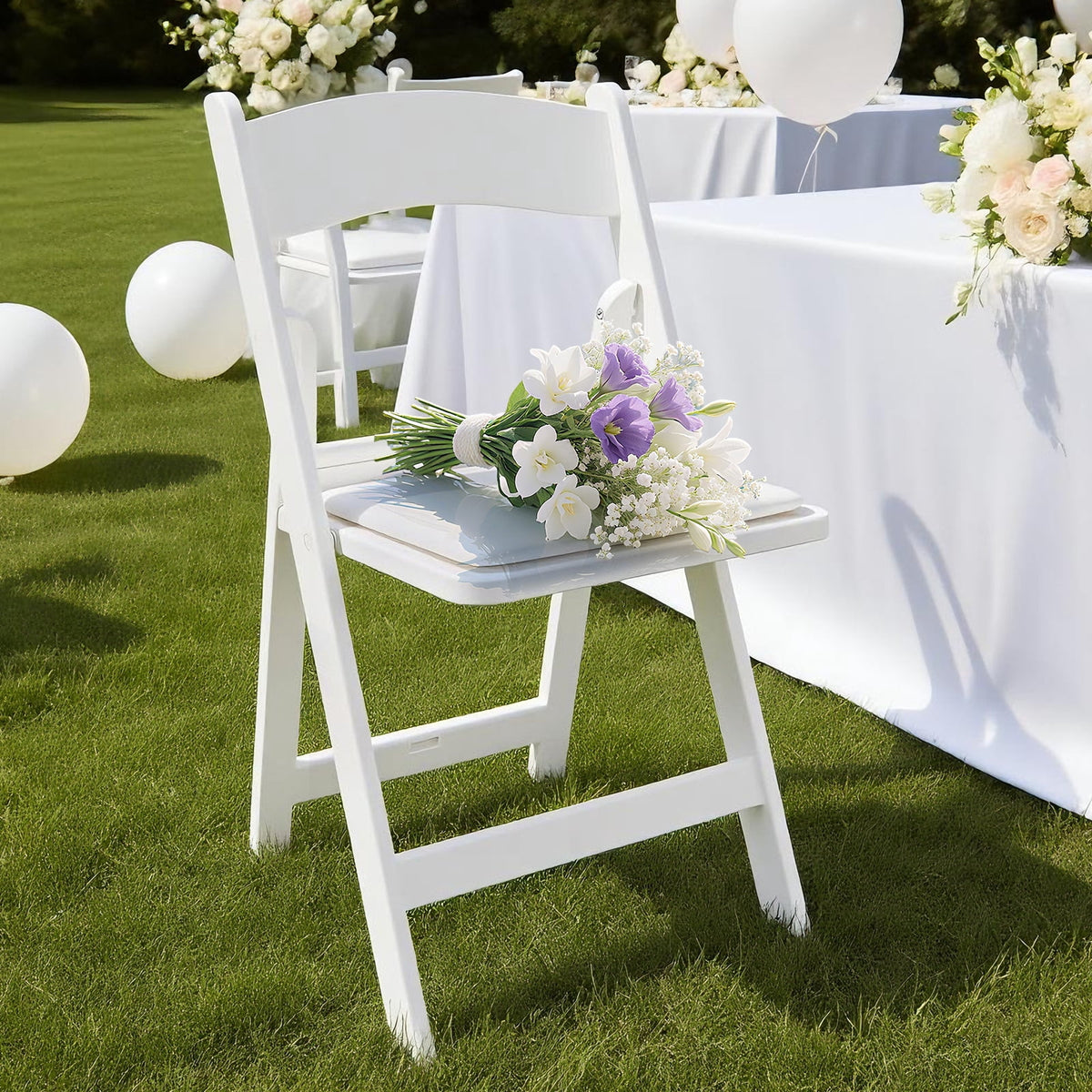 Velmora™ Banquet Padded Resin Folding Chair, White, Set of 2