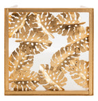 Velmora™ Leilani Modern Palm Leaf Glass Side Table, Gold Leaf