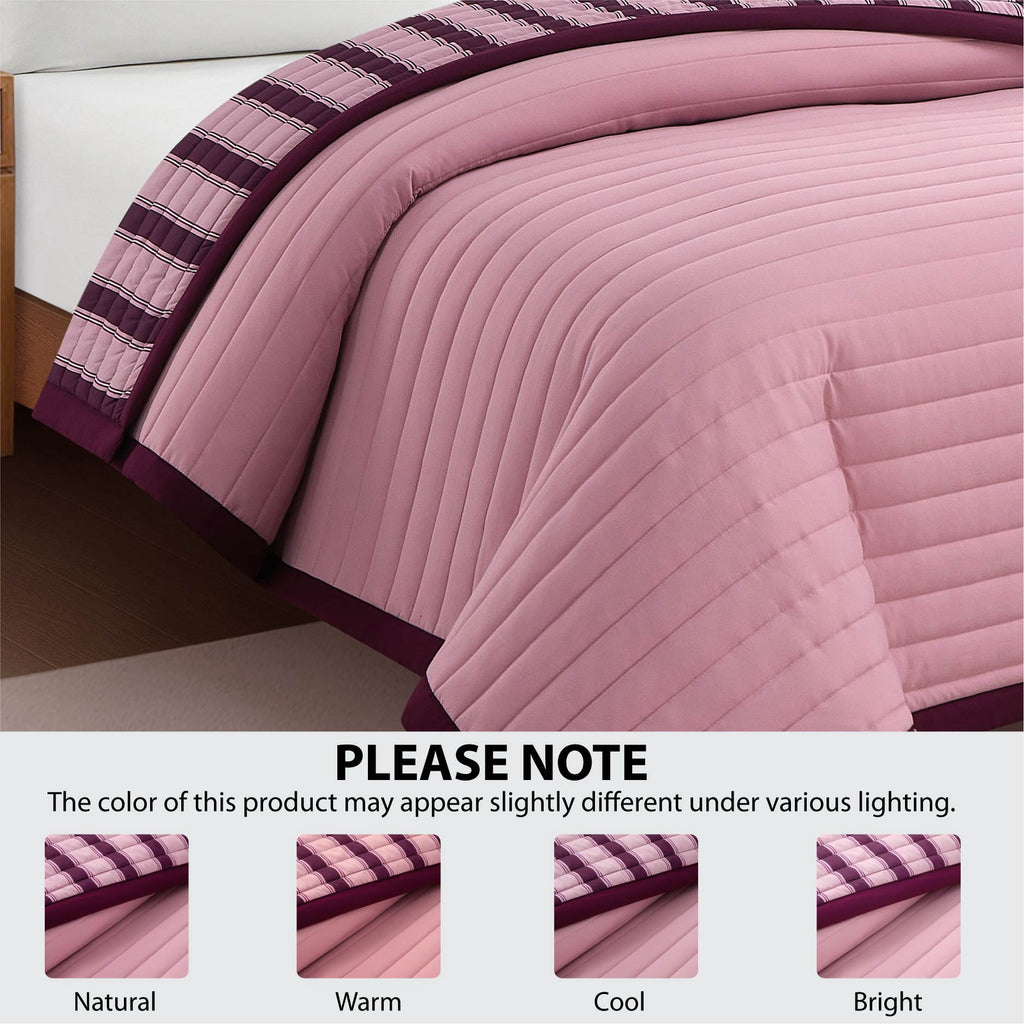 Velmora™ Pink Striped Reversible Quilt, Full/Queen, 86" x 90"