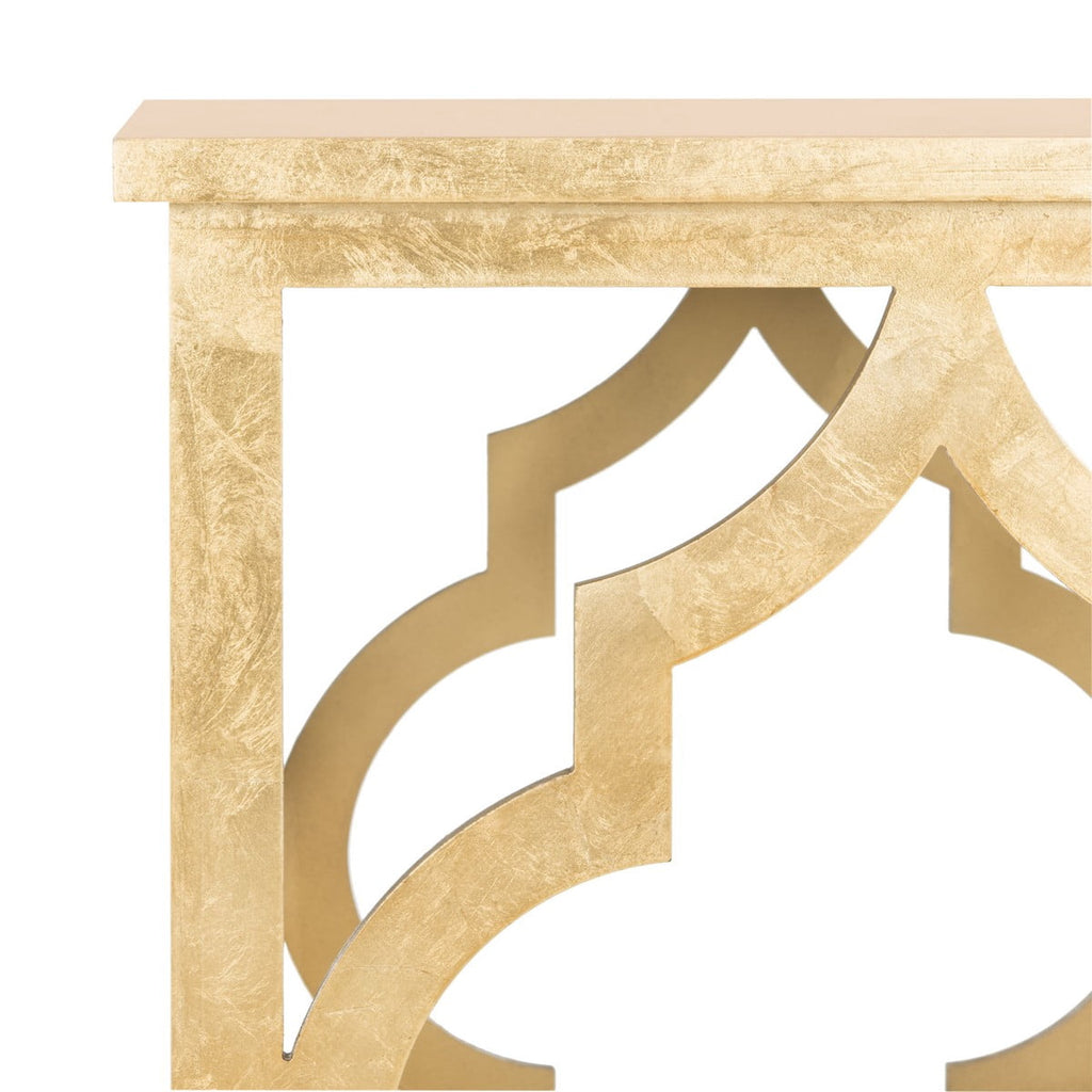 Velmora™ Milo Trellis Glam Gold Leaf Wood End Table, Gold