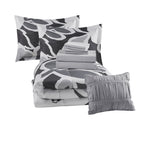 Velmora™ 10 Piece Black and White Floral Bed in a Bag Comforter Set with Sheets, King