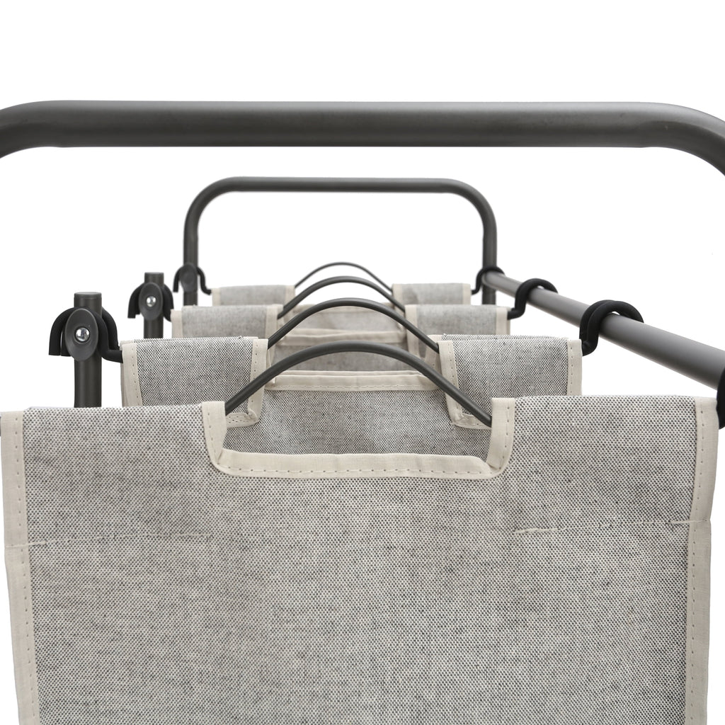 Velmora™ Laundry Sorter and Hamper, Metal Rolling Cart with 3 Removable Fabric Bins, Grey