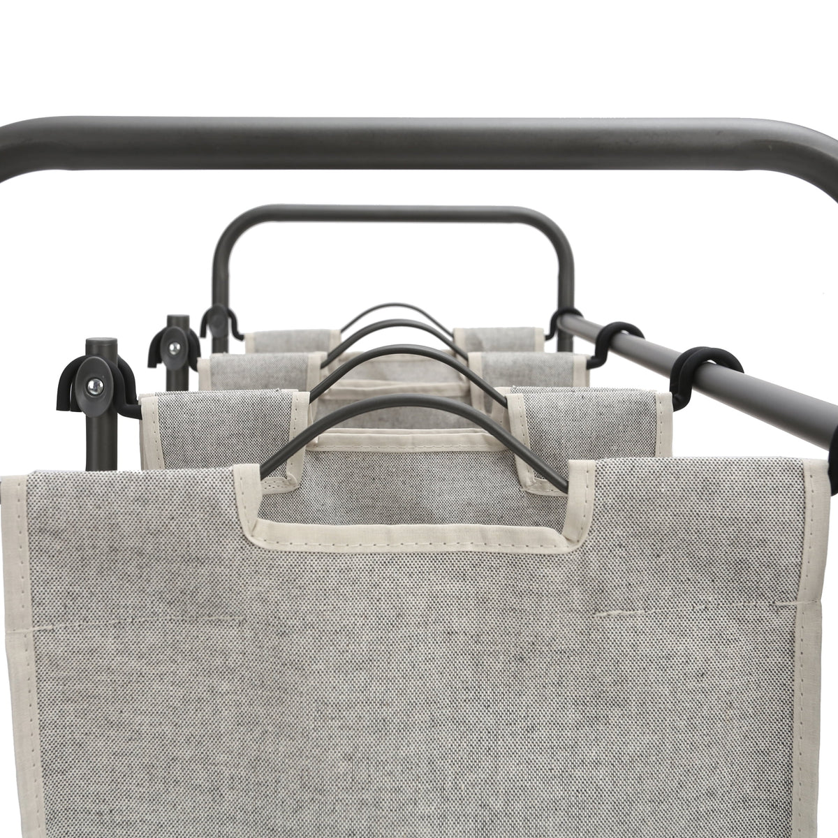 Velmora™ Laundry Sorter and Hamper, Metal Rolling Cart with 3 Removable Fabric Bins, Grey