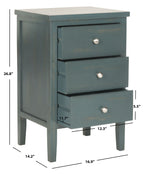 Velmora™ Deniz Classic End Table with 3 Storage Drawers, Steel Teal