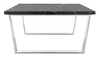 Velmora™ Carmen Modern Glam Square Coffee Table, Black Marble/Chrome