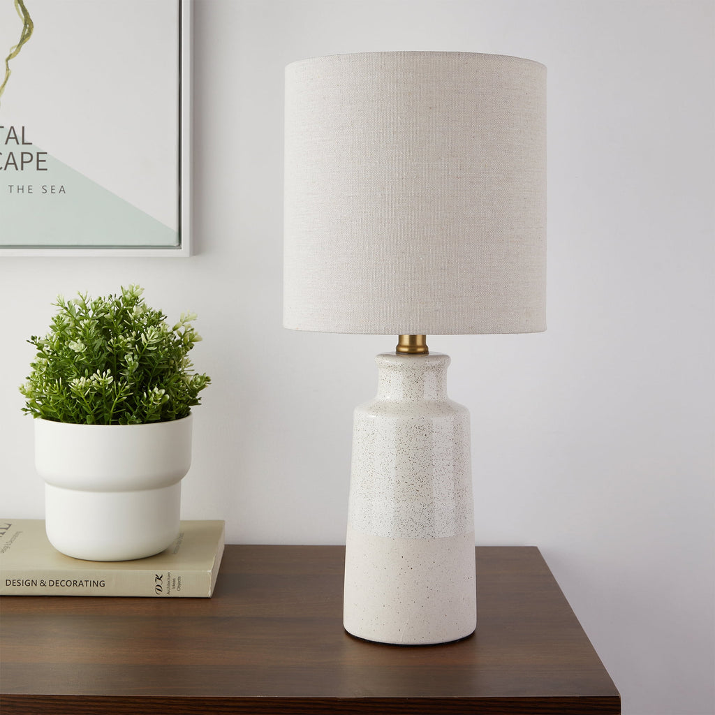 Velmora™ 17 in Reactive Glaze Ceramic Table Lamp with Off-White Shade