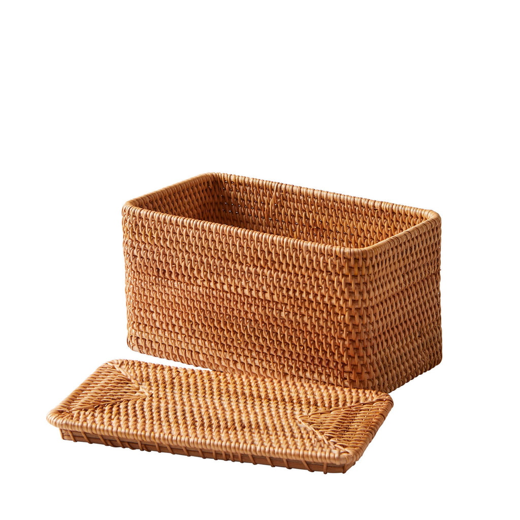 Velmora™ Brown Rattan Organizer Basket with Lid