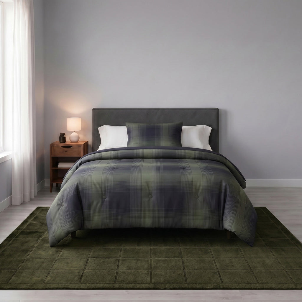 Velmora™ Solid High Low Tufted Grid Dark Green Indoor Area Rug, 8' x 10'
