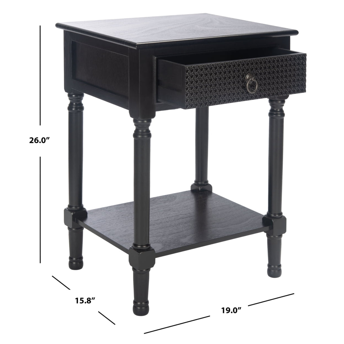 Velmora™ Haines Solid Rustic 1 Drawer Accent Table, Black