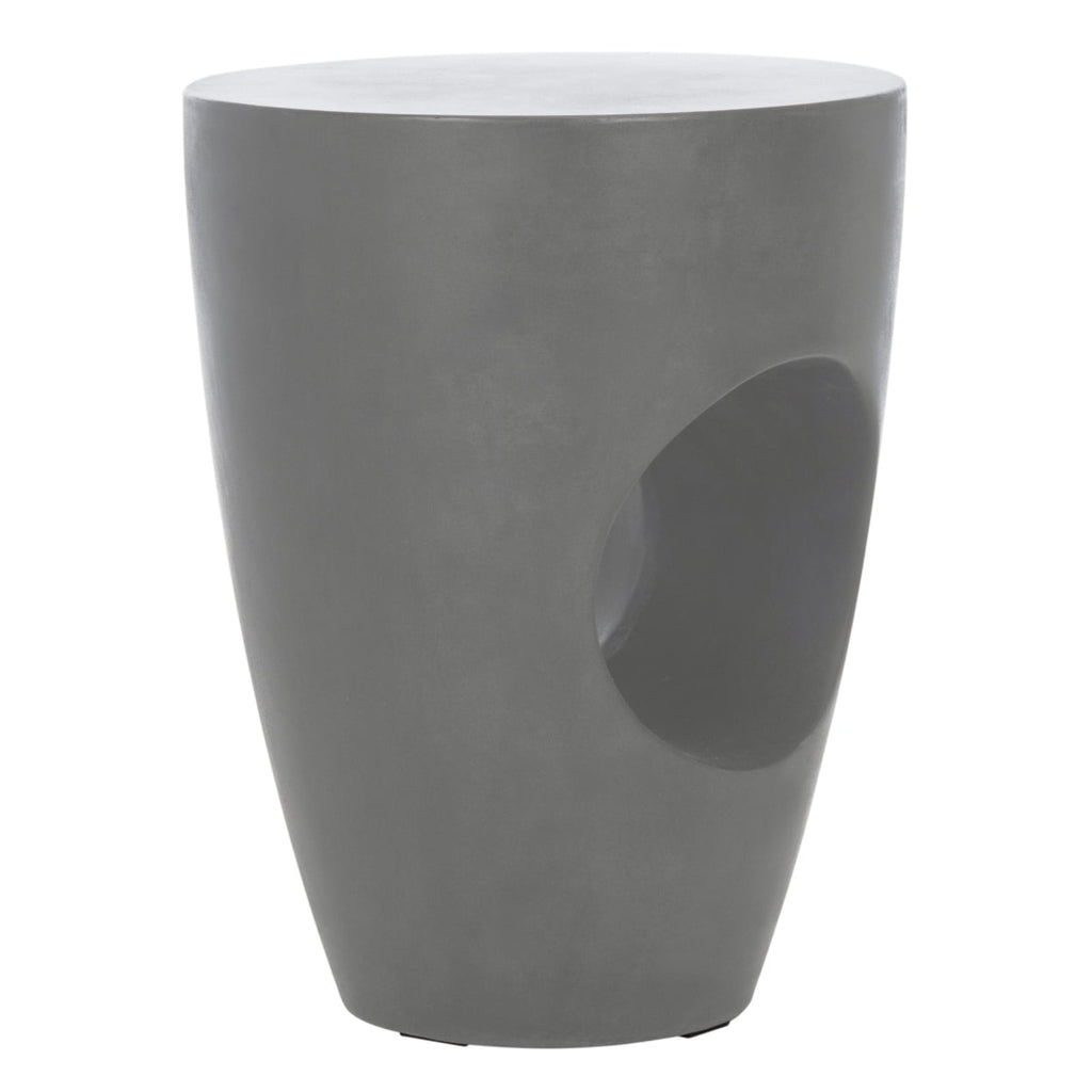 Velmora™ Aishi Outdoor Modern Concrete Round Accent Table -Dark Grey