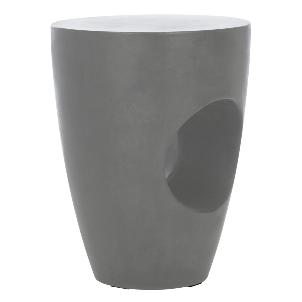 Velmora™ Aishi Outdoor Modern Concrete Round Accent Table -Dark Grey