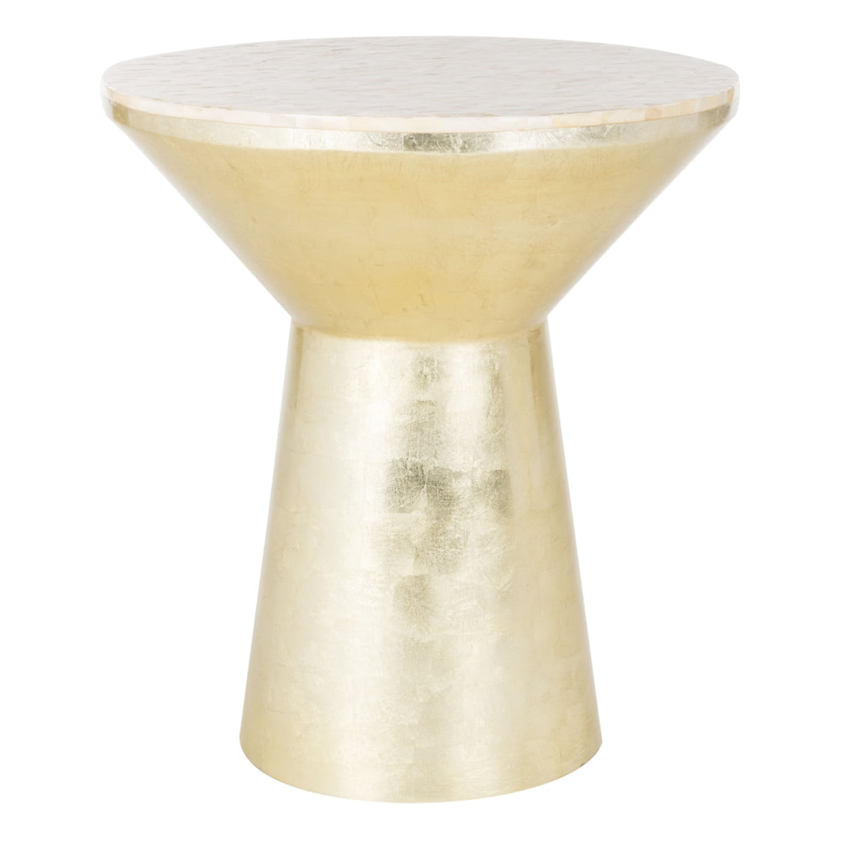 Velmora™ Fae Mosaic Modern Round Side Table, Pink Champagne/Gold