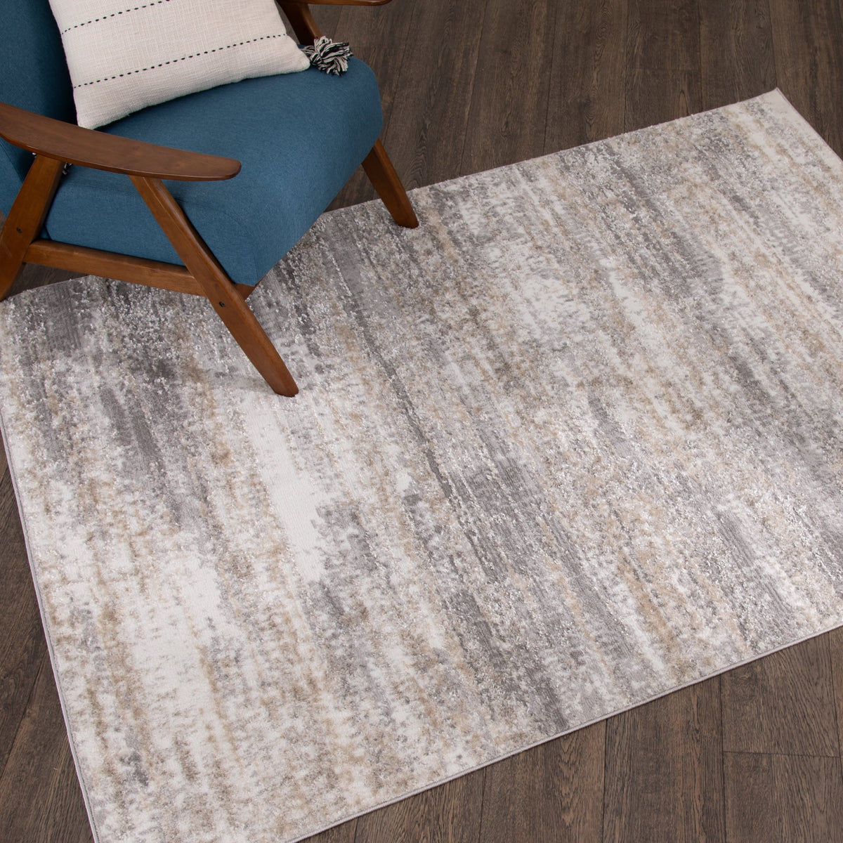Velmora™ 5 ft x 7 ft Neutral Shiny Abstract Indoor Area Rug