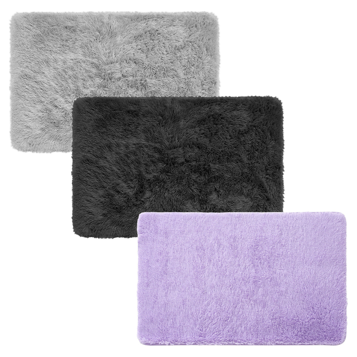 Velmora™ Black Fluffy Shag Faux Fur Area Rug, 36 in x 56 in