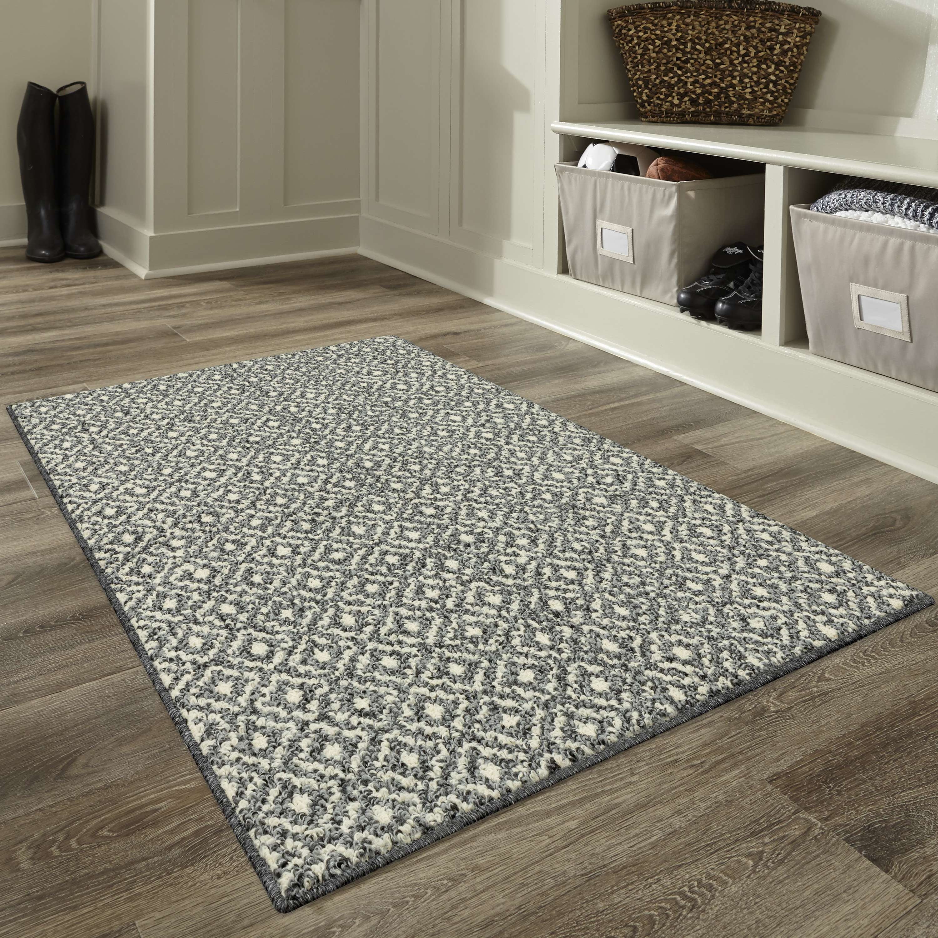 Velmora™ (2 pack) Geometric Diamond Black Tonal Olefin Indoor Accent Rug, 2'6"x3'10", Skid-Resistant