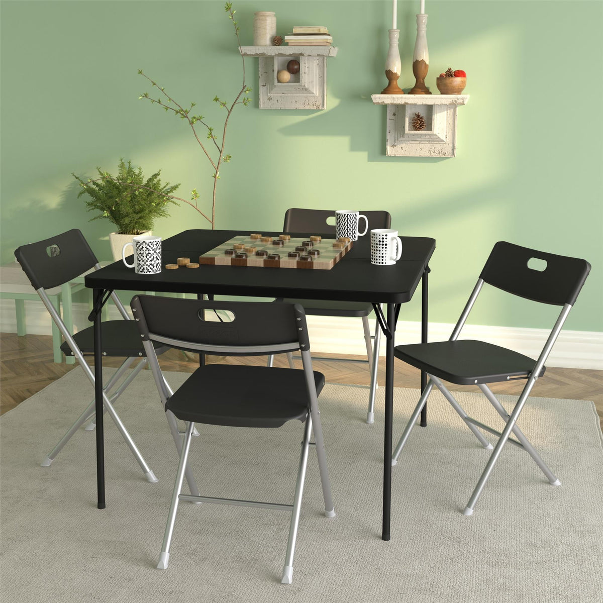 Velmora™ Resin Seat & Back Folding Chair, Black, 4-Pack