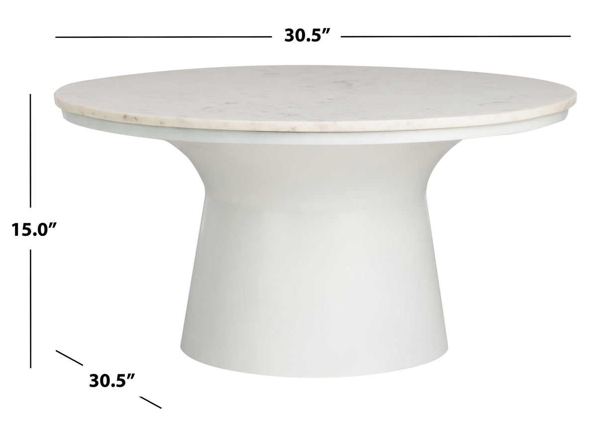 Velmora™ Mila Modern Round Pedestal Coffee Table, White Marble