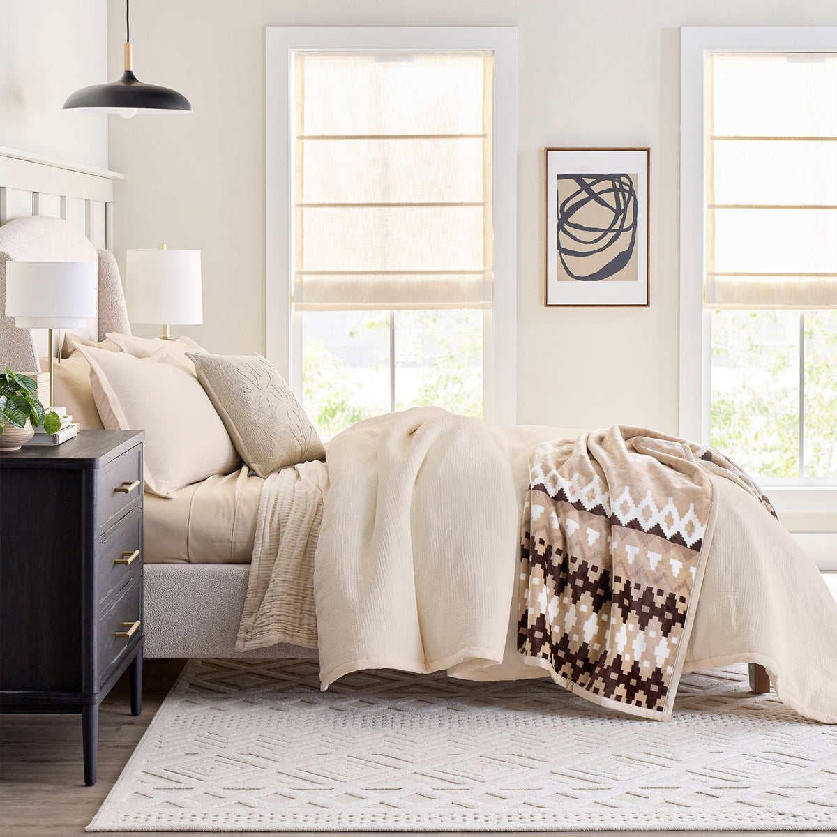 Velmora™ Full/Queen Comforter Set, All-Season, 3-Piece, Cream Gauze