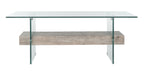 Velmora™ Kayley Retro 2 Tier Glass Coffee Table, Grey Oak