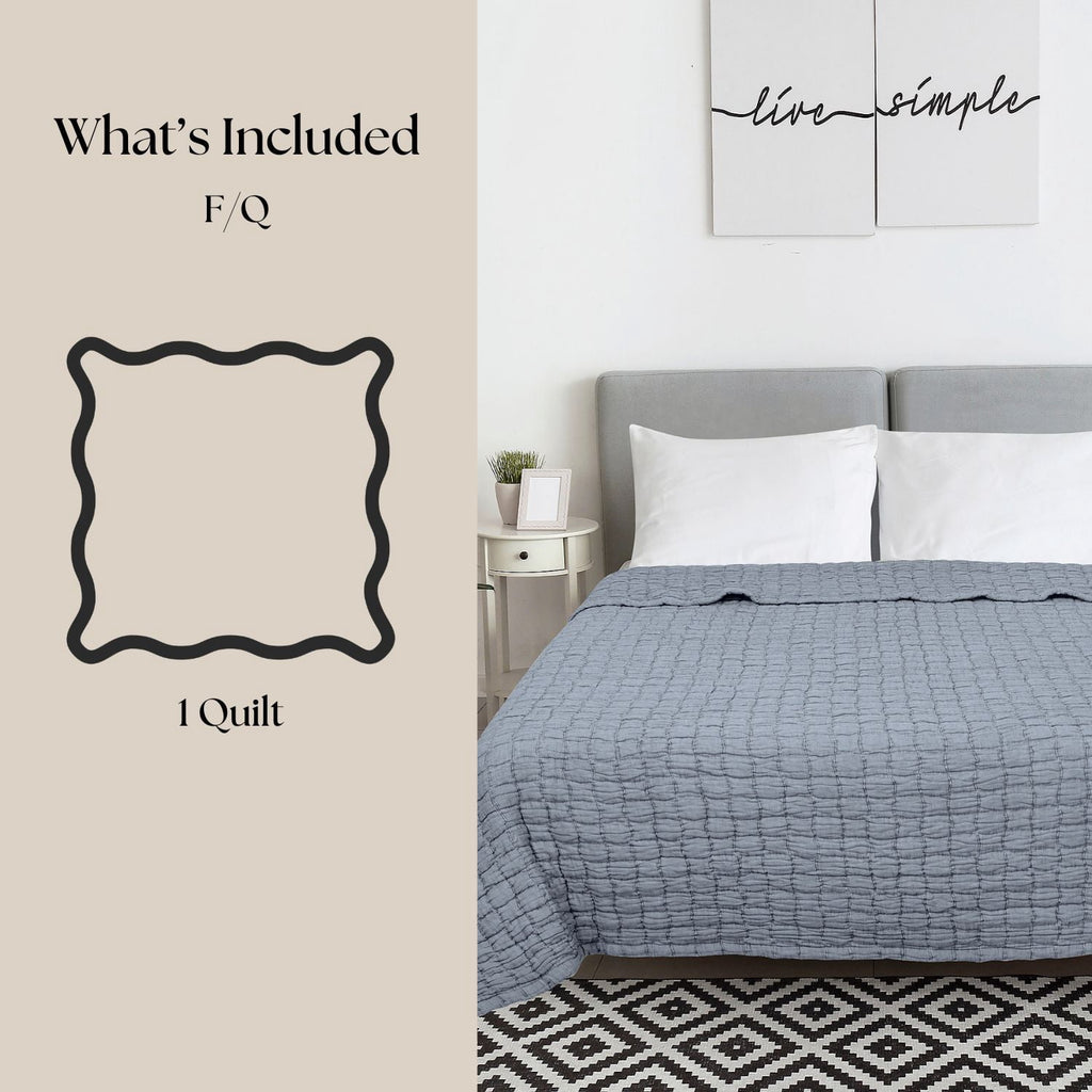 Velmora™ Check Matelasse Quilt, Washed Indigo, Full/Queen