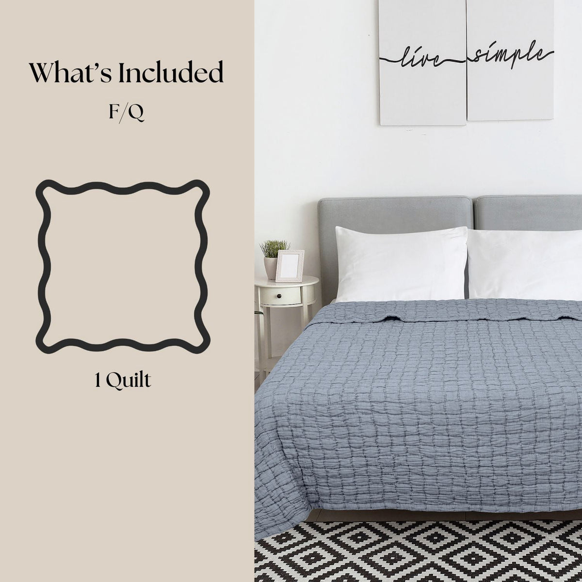 Velmora™ Check Matelasse Quilt, Washed Indigo, Full/Queen